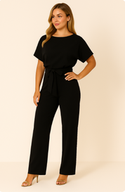 Laura Hightower | Belted Wide Leg Jumpsuit For Women