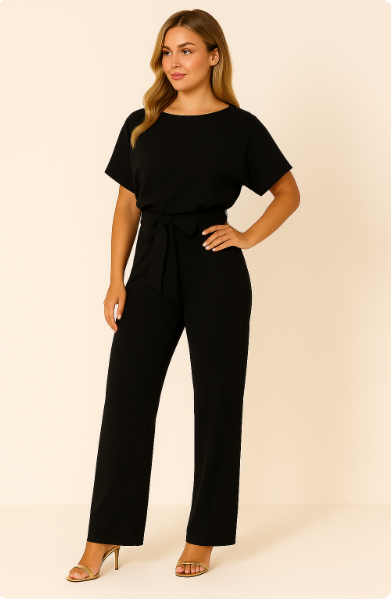 Laura Hightower | Belted Wide Leg Jumpsuit For Women