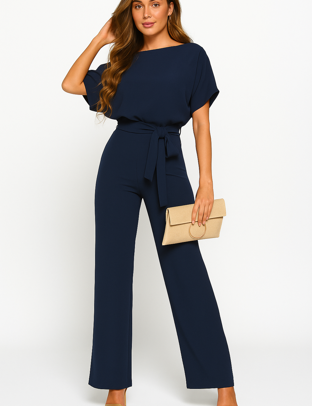 Laura Hightower | Belted Wide Leg Jumpsuit For Women