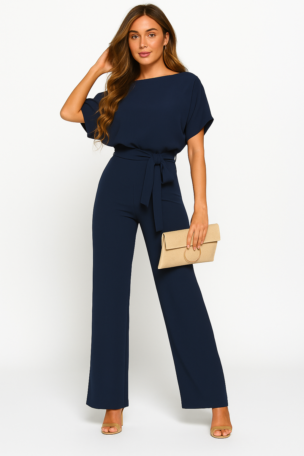 Laura Hightower | Belted Wide Leg Jumpsuit For Women