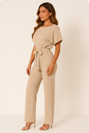 Laura Hightower | Belted Wide Leg Jumpsuit For Women