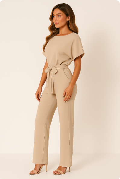 Laura Hightower | Belted Wide Leg Jumpsuit For Women