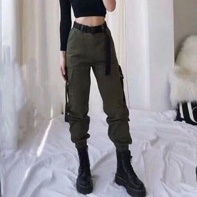 Francesca Alderton | High Waist Black Cargo Pants with Pockets