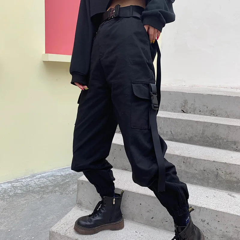 Francesca Alderton | High Waist Black Cargo Pants with Pockets