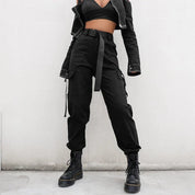 Francesca Alderton | High Waist Black Cargo Pants with Pockets