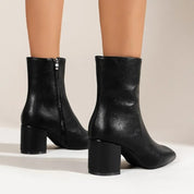 Yvette Collins | White Patent Block Heel Ankle Boots