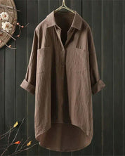 Amélie Laurent | Oversized Linen Longline Shirt For Women