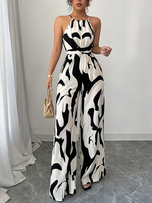 Quinn Hollman | White Printed Halter Jumpsuit For Women
