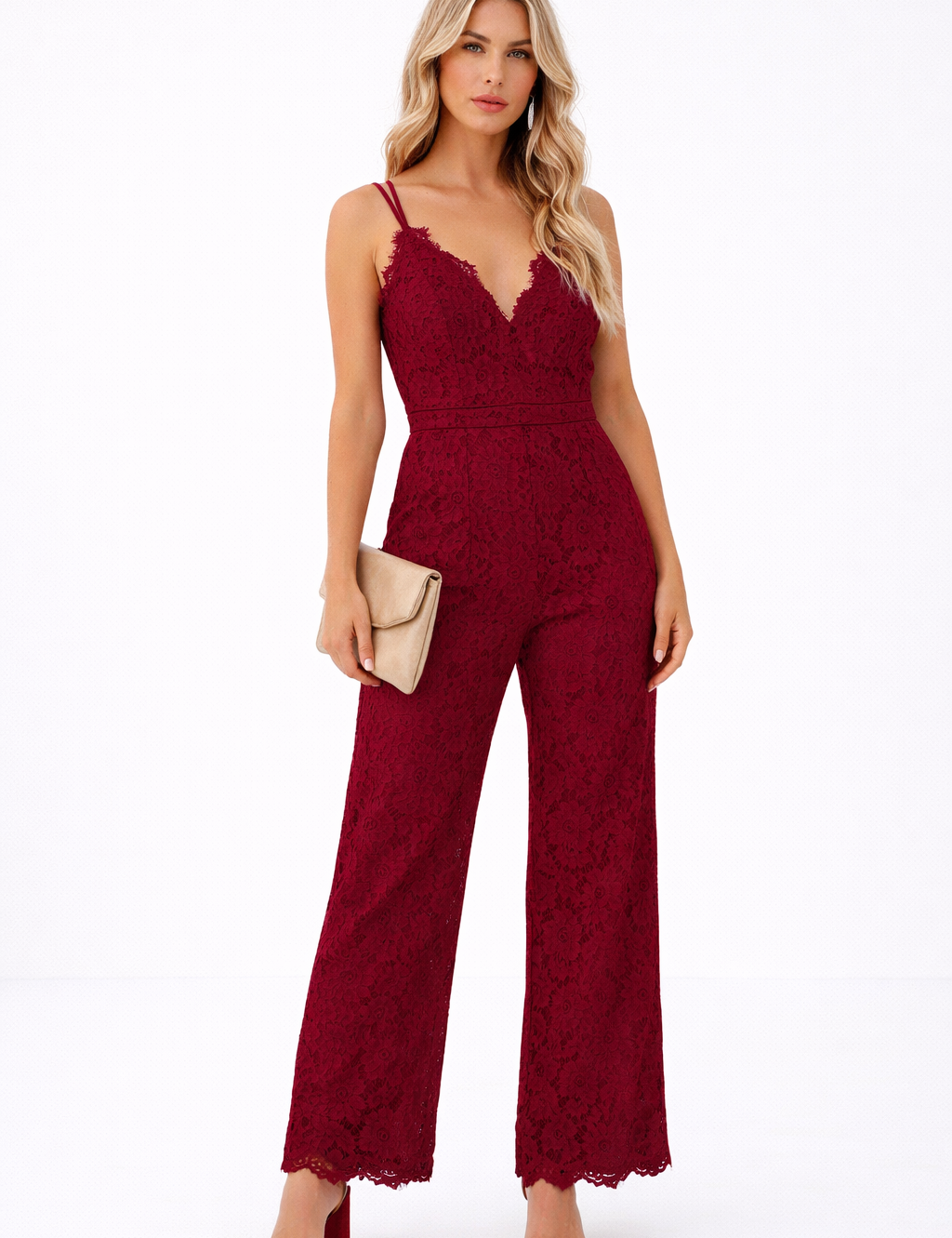 Isabella Noir | Lace Elegance Wide-Leg Jumpsuit