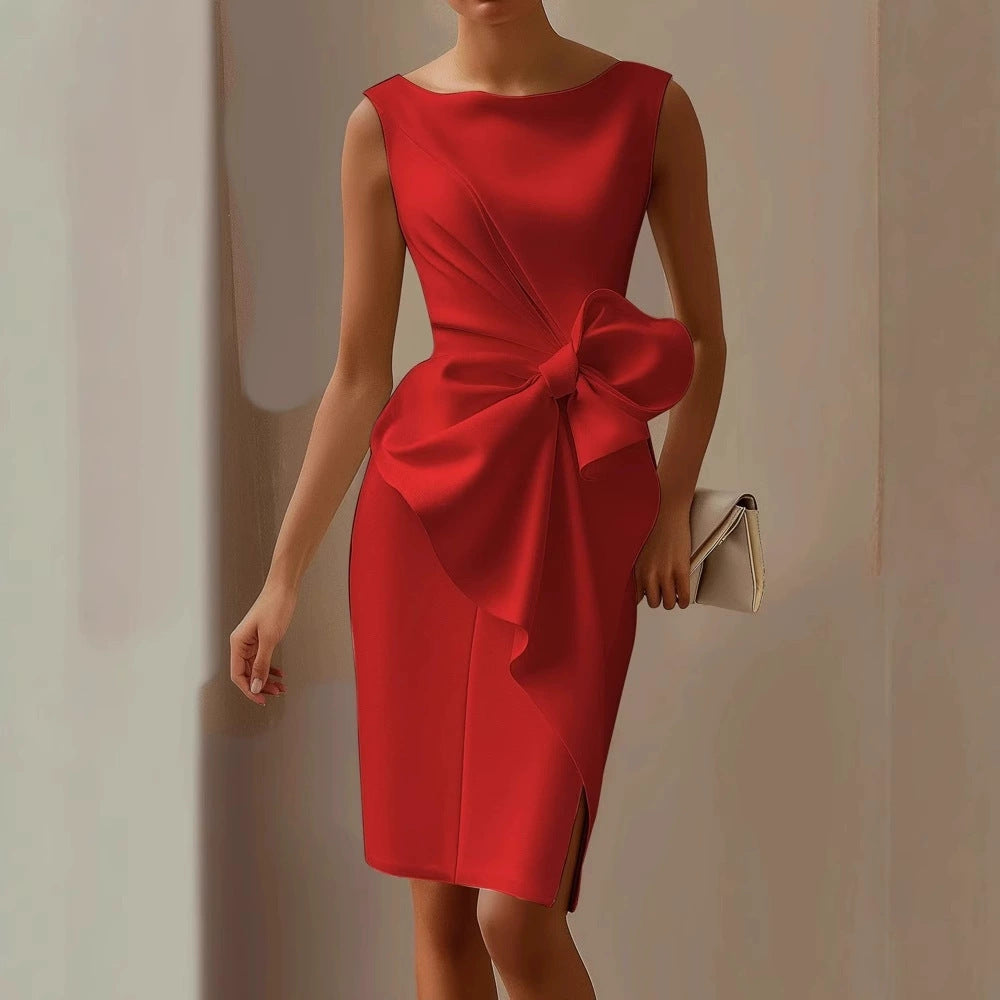 Isabella Whitmore | Elegant Bow Midi Dress For Women