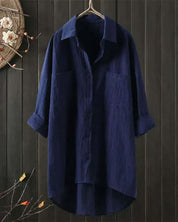 Amélie Laurent | Oversized Linen Longline Shirt For Women