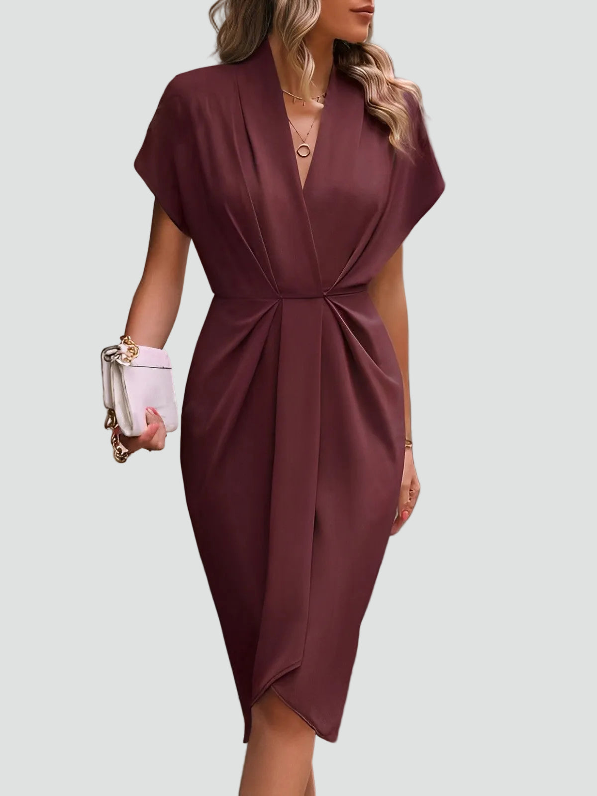 Camille Beaumont | Elegant Wrap Midi Dress For Women