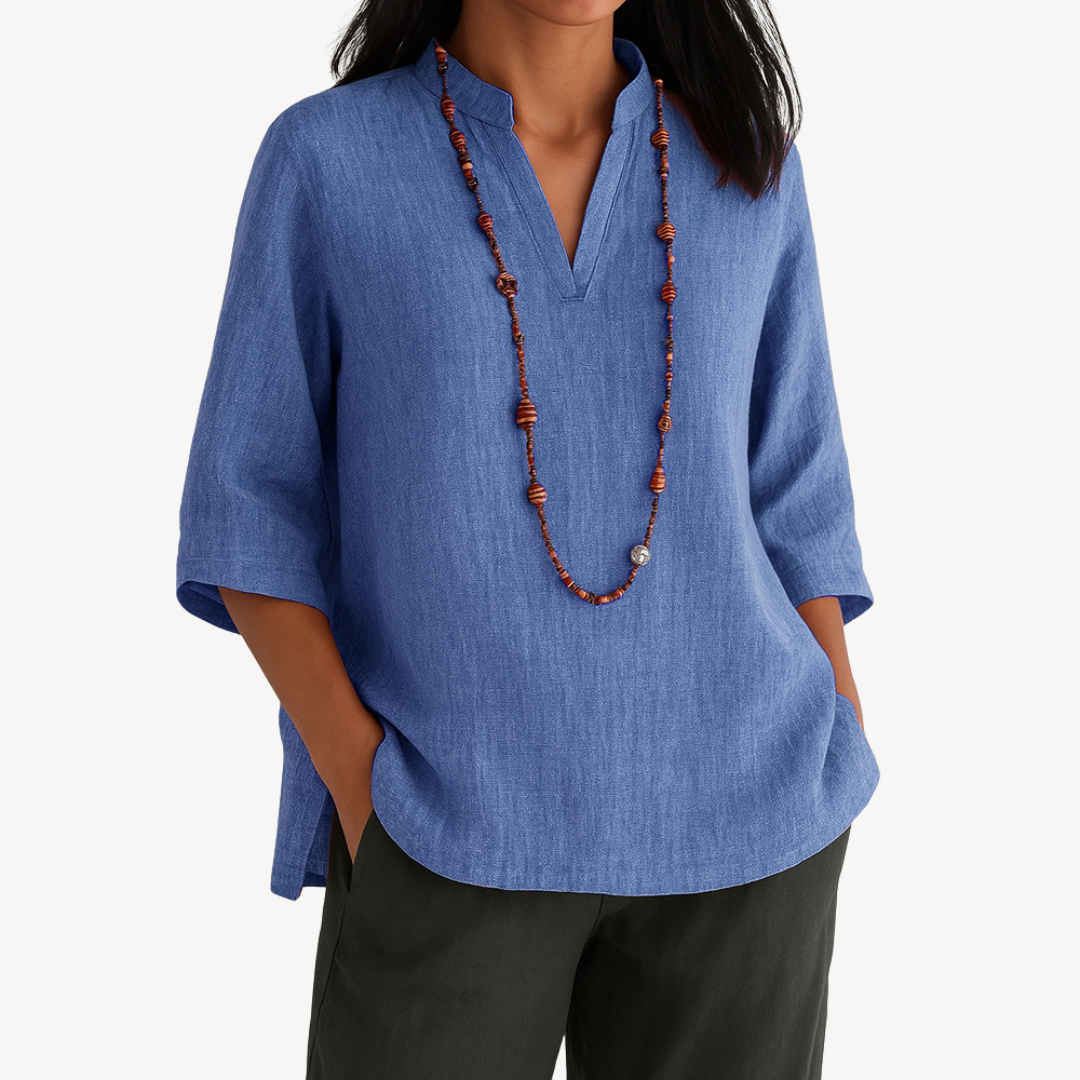 Tiffany Norris | Linen V-Neck Blouse For Women