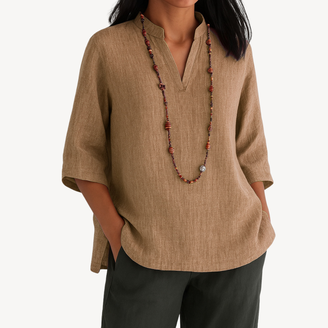 Tiffany Norris | Linen V-Neck Blouse For Women