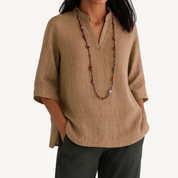 Tiffany Norris | Linen V-Neck Blouse For Women