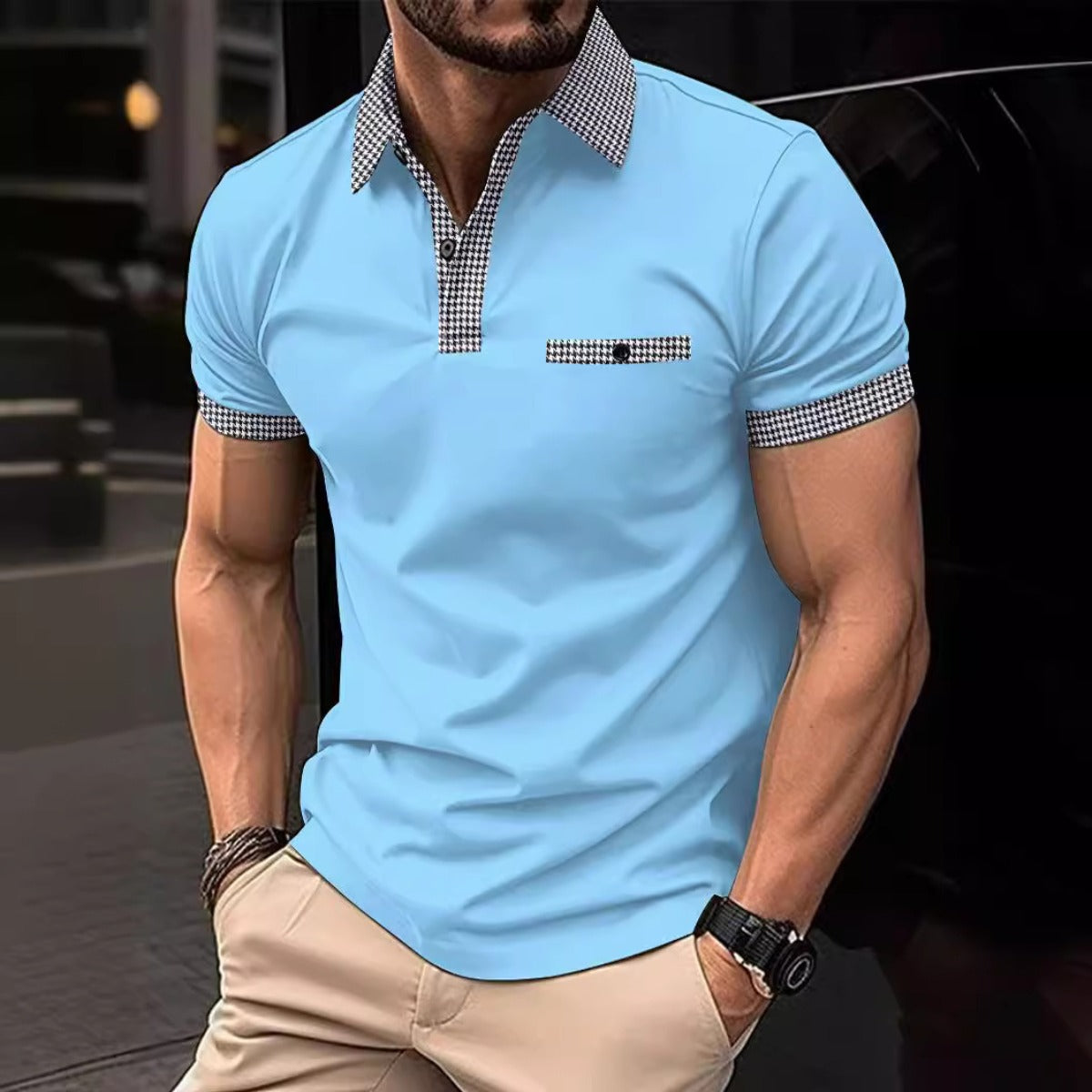 Enzo Whitmore | Contrast Trim Polo Shirt For Men