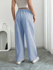 Juliette Morel | Striped Drawstring Wide Leg Trousers For Women