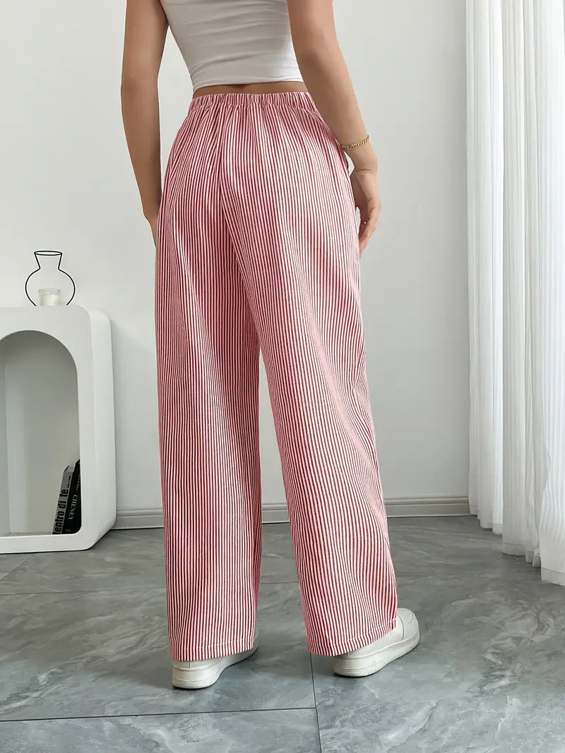 Juliette Morel | Striped Drawstring Wide Leg Trousers For Women
