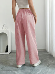 Juliette Morel | Striped Drawstring Wide Leg Trousers For Women