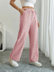 Juliette Morel | Striped Drawstring Wide Leg Trousers For Women