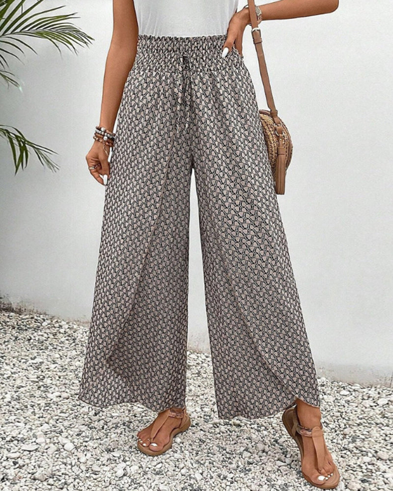 Clara Devereux | Printed Wide Leg Trousers For Women