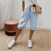 Margaux Belleville | Cotton Linen Capri Pants in Beige