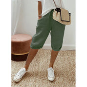 Margaux Belleville | Cotton Linen Capri Pants in Beige
