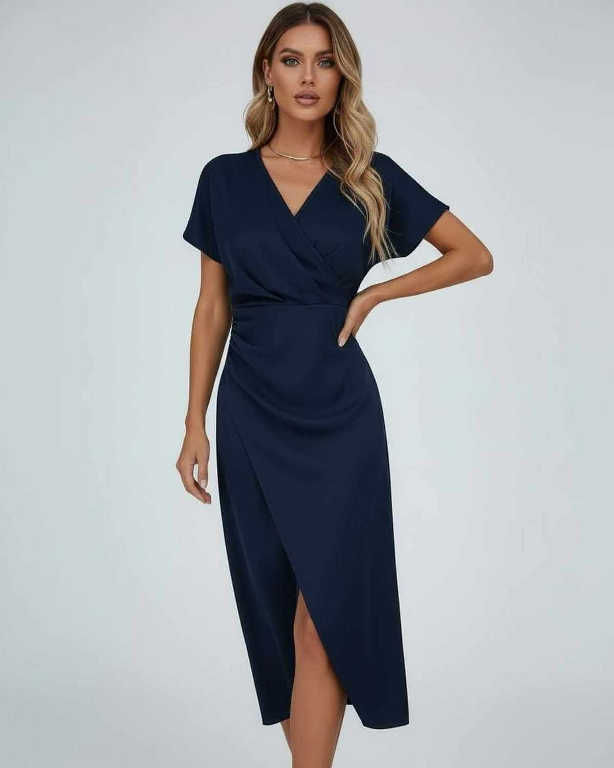 Amelia Sinclair | Elegant Wrap Midi Dress For Women