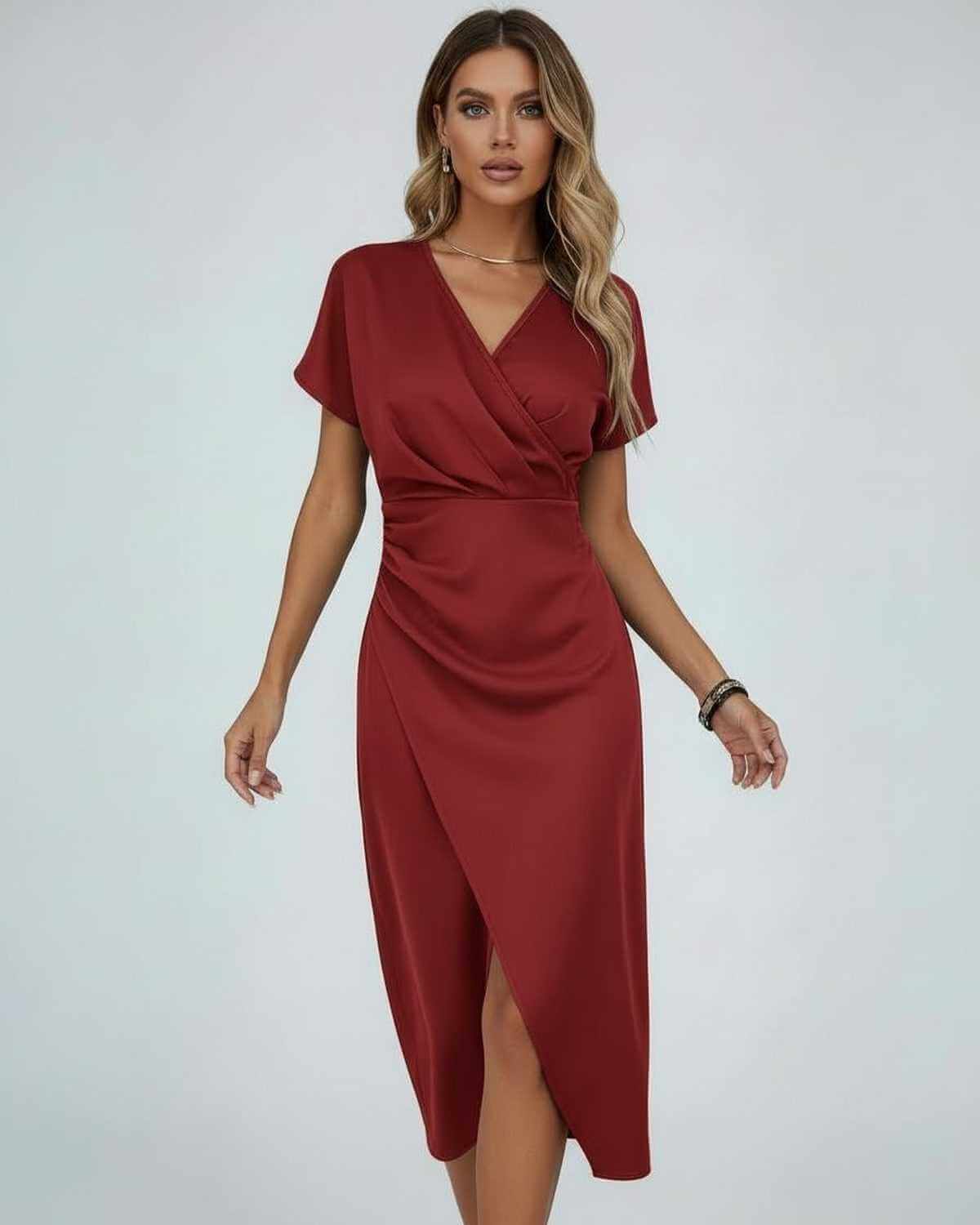Amelia Sinclair | Elegant Wrap Midi Dress For Women