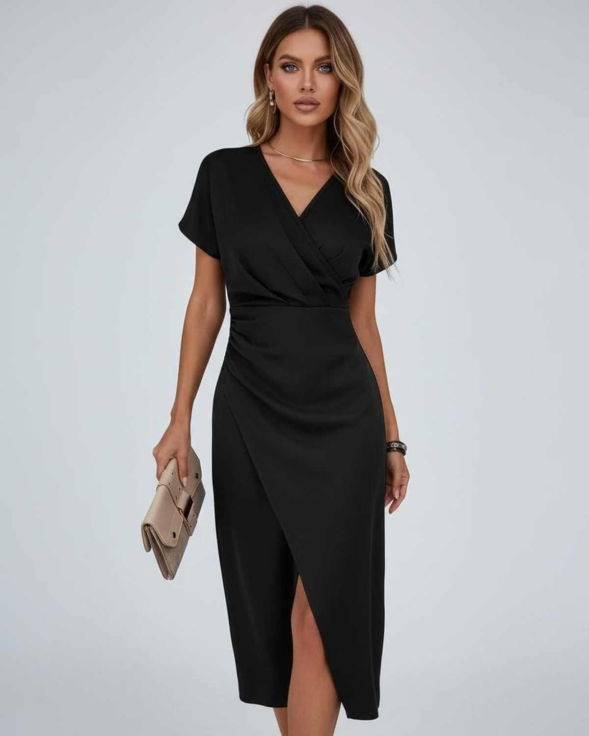 Amelia Sinclair | Elegant Wrap Midi Dress For Women