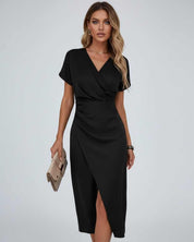Amelia Sinclair | Elegant Wrap Midi Dress For Women