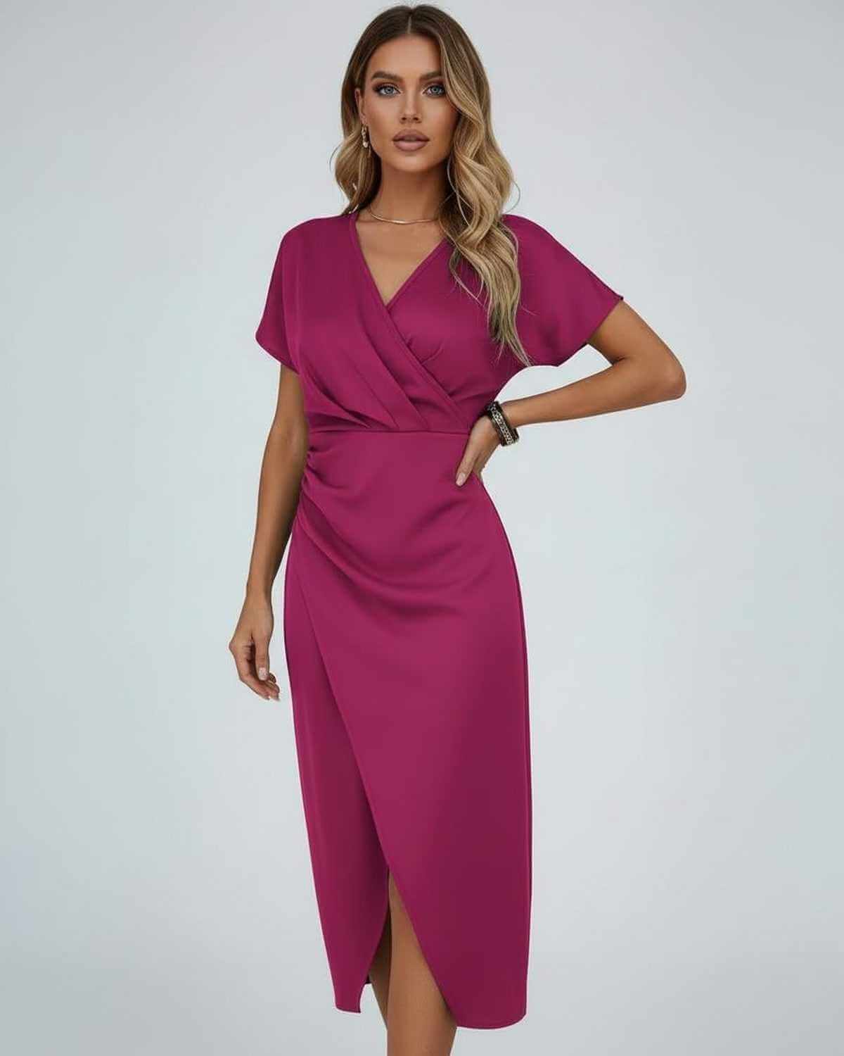 Amelia Sinclair | Elegant Wrap Midi Dress For Women