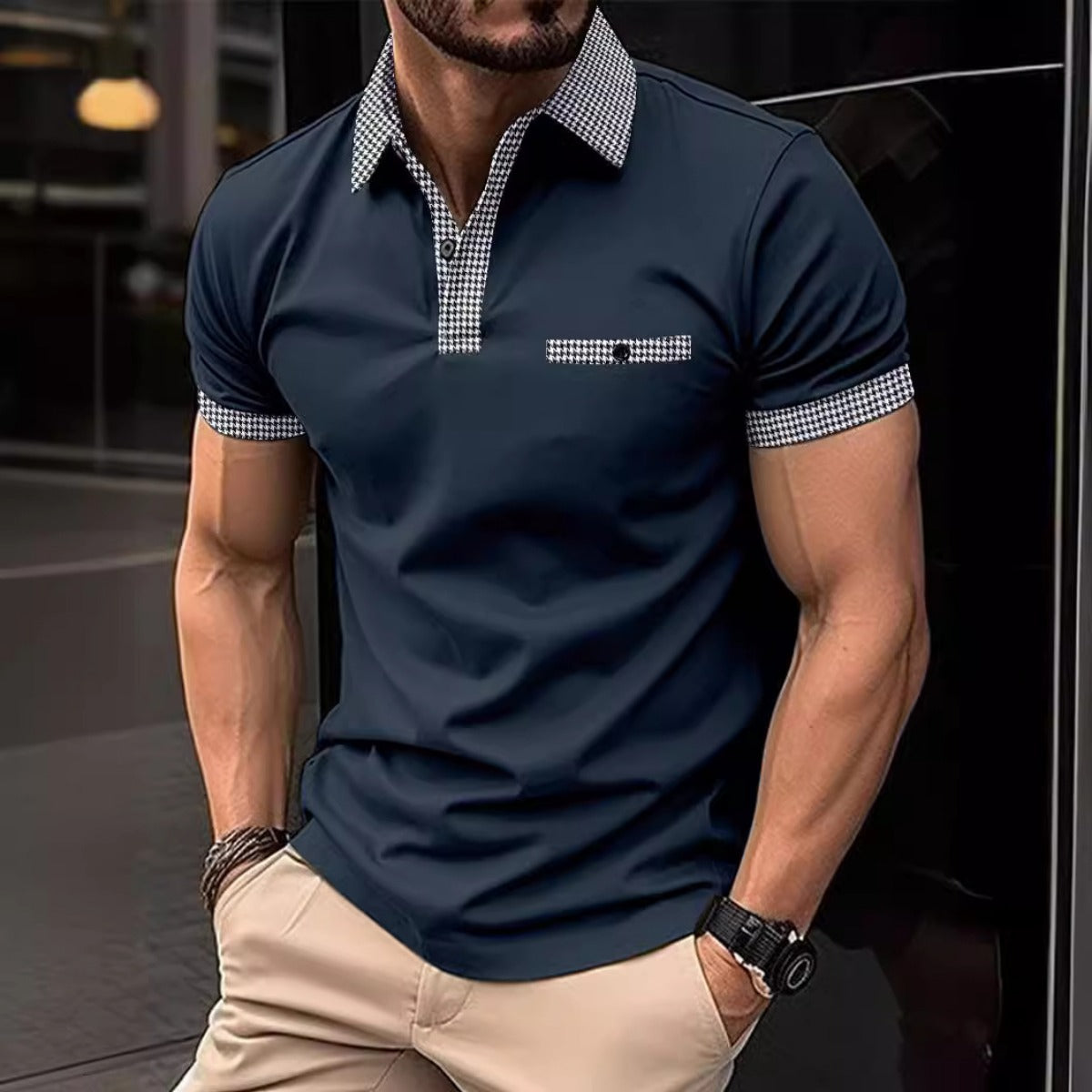 Enzo Whitmore | Contrast Trim Polo Shirt For Men