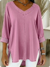 Amelia Kensington | Denim V-Neck Blouse For Women