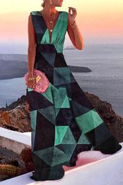 Sofia Bellini | Mediterranean Print Maxi Dress For Women