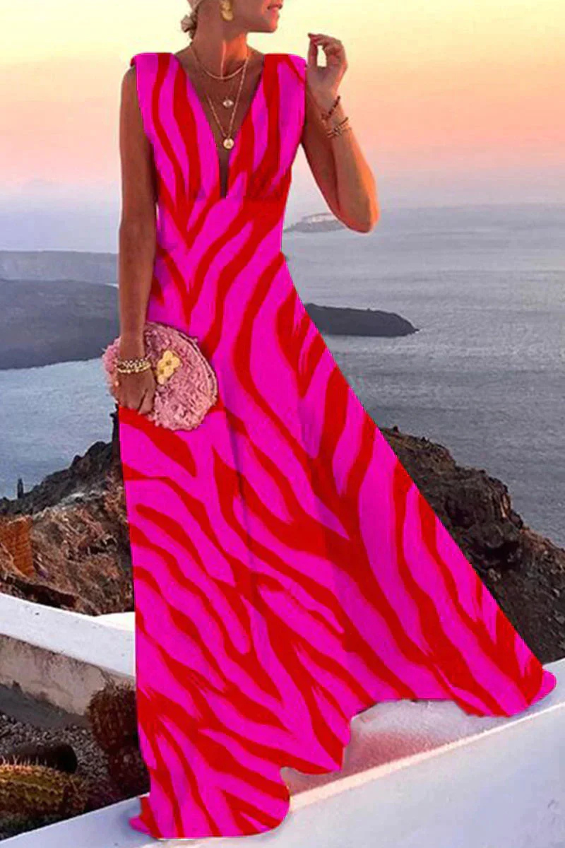 Sofia Bellini | Mediterranean Print Maxi Dress For Women