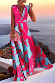 Sofia Bellini | Mediterranean Print Maxi Dress For Women