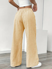 Juliette Morel | Striped Drawstring Wide Leg Trousers For Women