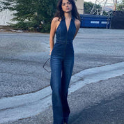 Elena Whitmore | Denim Halter Jumpsuit For Women