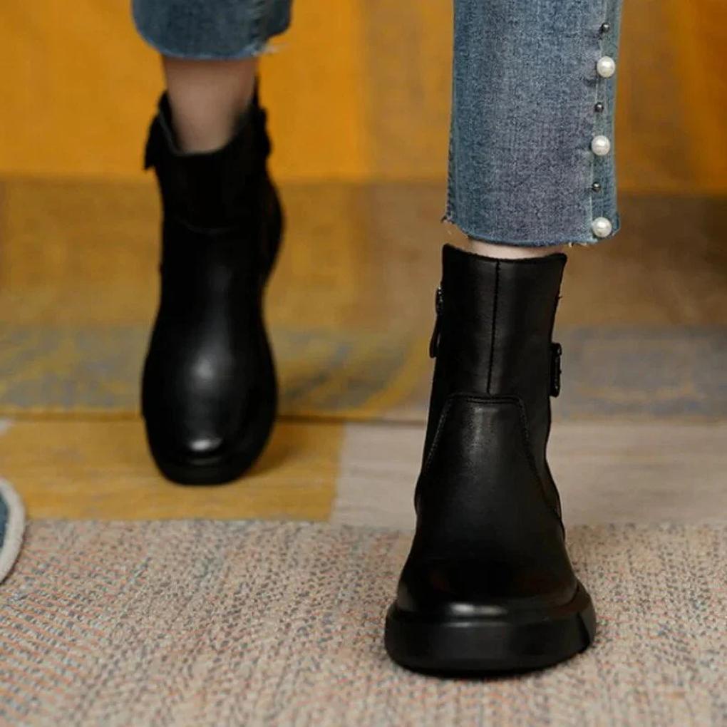 Elodie Beaumont | Minimalist Leather Ankle Boots For Women