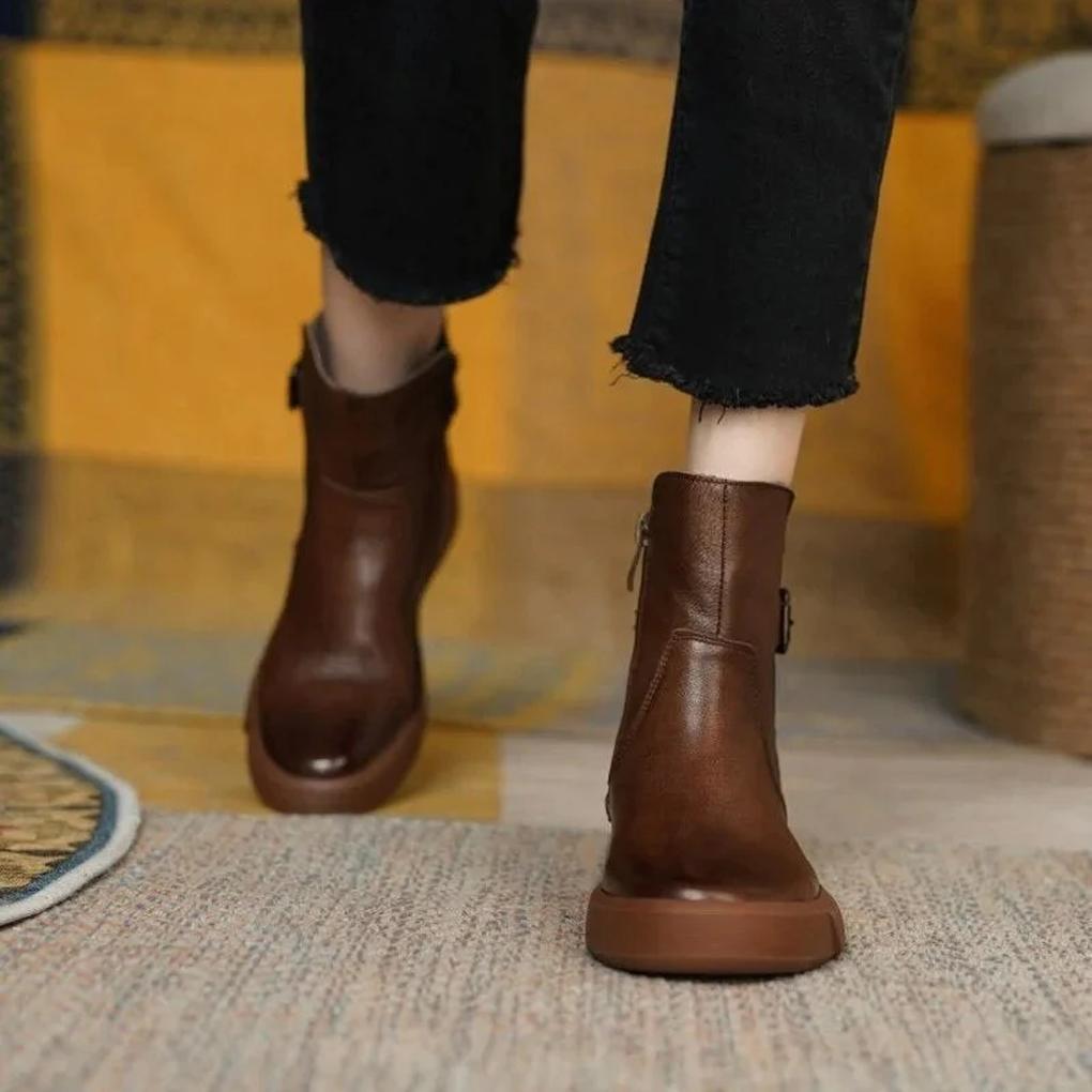 Elodie Beaumont | Minimalist Leather Ankle Boots For Women