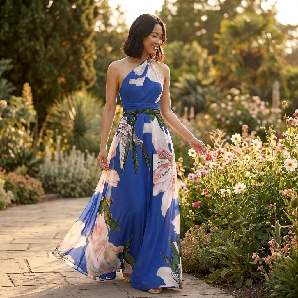 Arabella Fontaine | Floral Halter Maxi Dress For Women