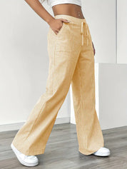 Juliette Morel | Striped Drawstring Wide Leg Trousers For Women