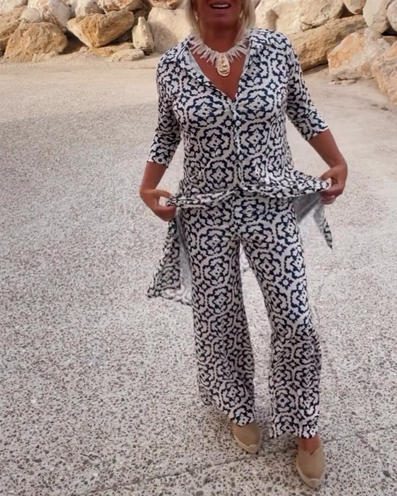 Alyssa Kirk | Printed Two-Piece Tunic Set For Women