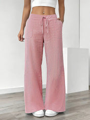 Juliette Morel | Striped Drawstring Wide Leg Trousers For Women