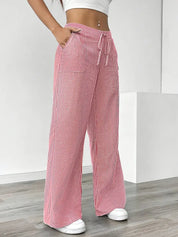 Juliette Morel | Striped Drawstring Wide Leg Trousers For Women