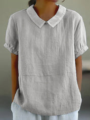 Charlotte Monroe | Casual Linen Collar Blouse For Women