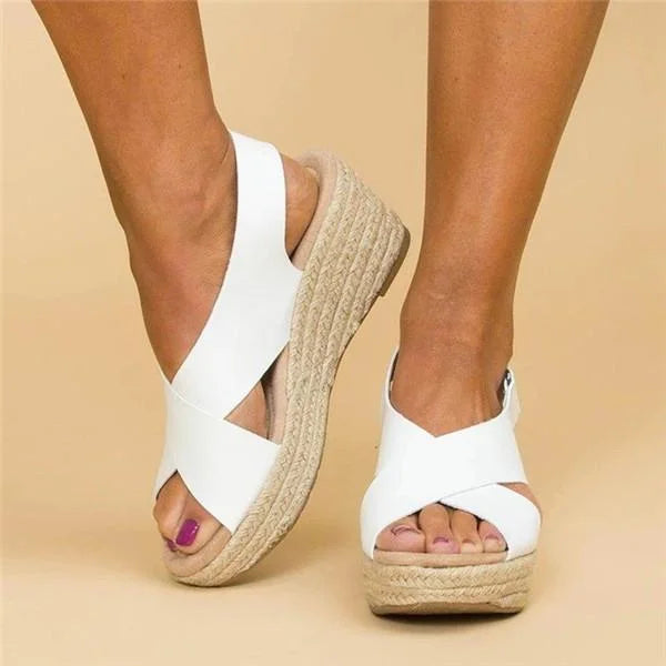 Danielle Lindsey | Wedge Sandals With Cross Straps For Women