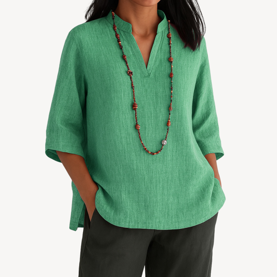 Tiffany Norris | Linen V-Neck Blouse For Women