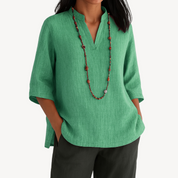 Tiffany Norris | Linen V-Neck Blouse For Women